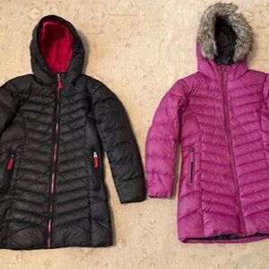 2 x Eddie Bauer Girls Sz 10-12 600 Down warm puffer winter coasts